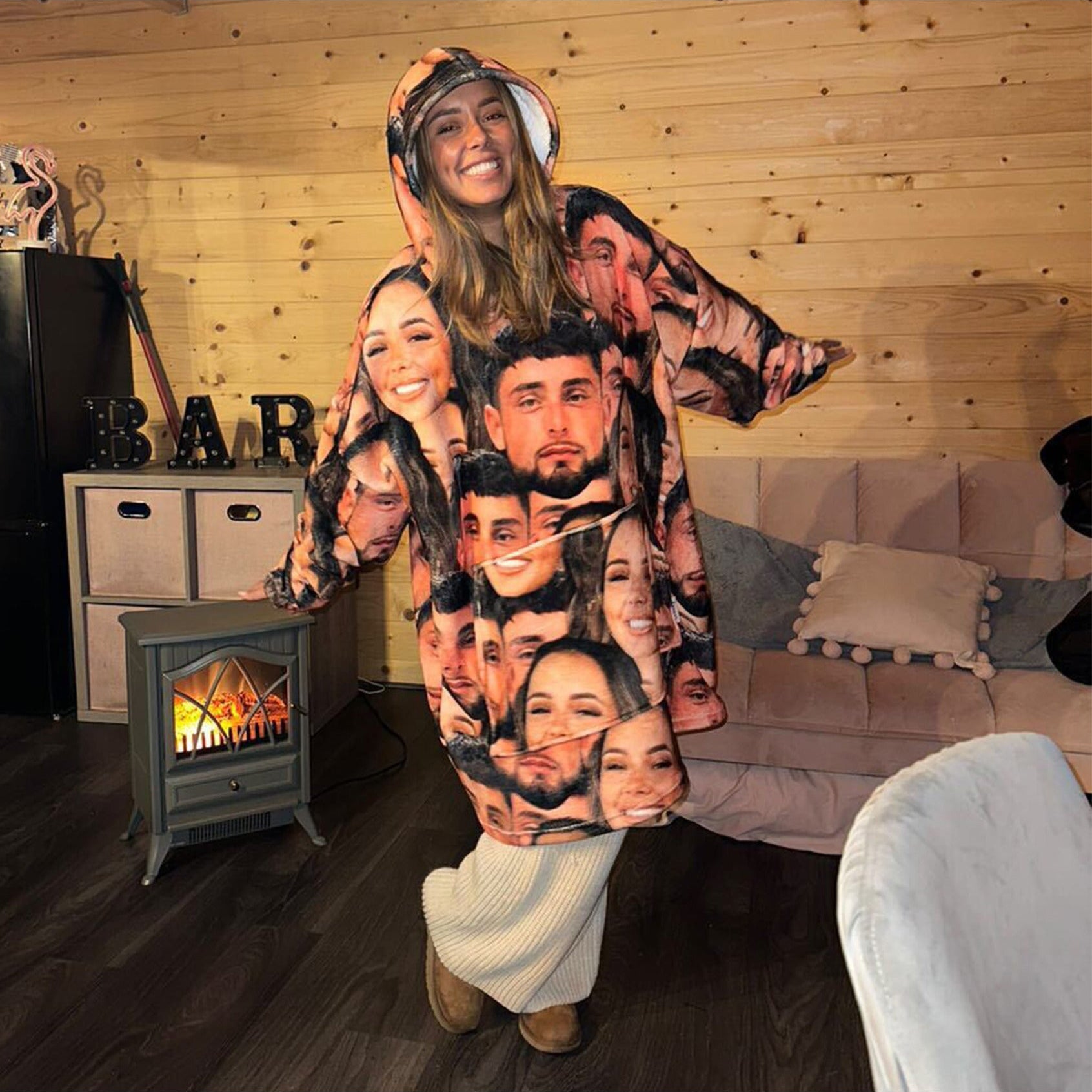Couples Face Mash Hoodie Blanket
