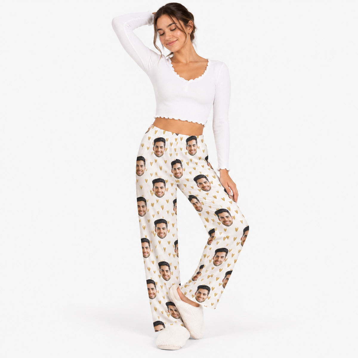 Women's Gold Hearts Personalised PJ Bottoms