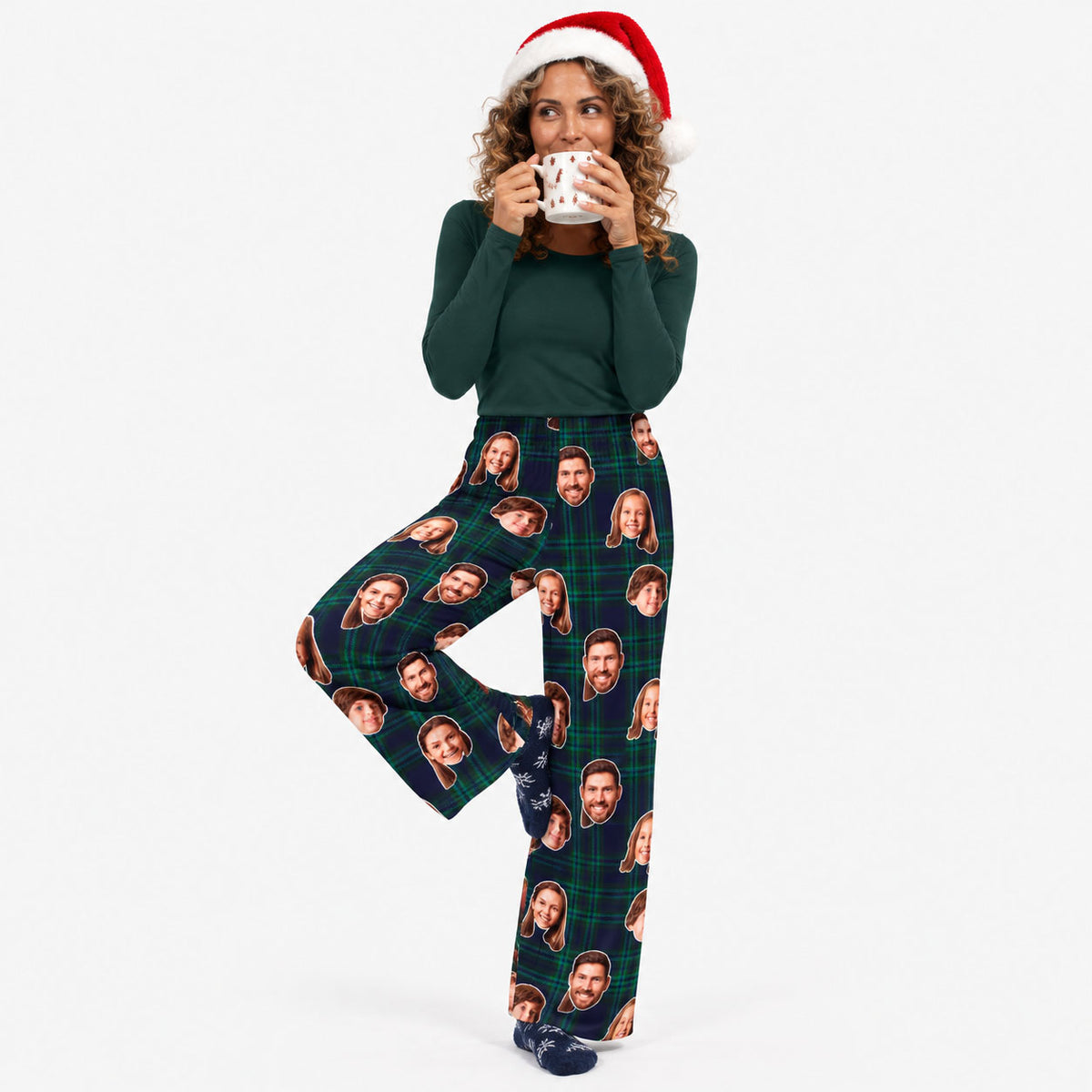 Women's Navy Tartan Personalised PJ Bottoms