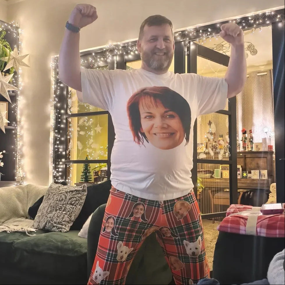 Men's Red Tartan Personalised PJ Bottoms