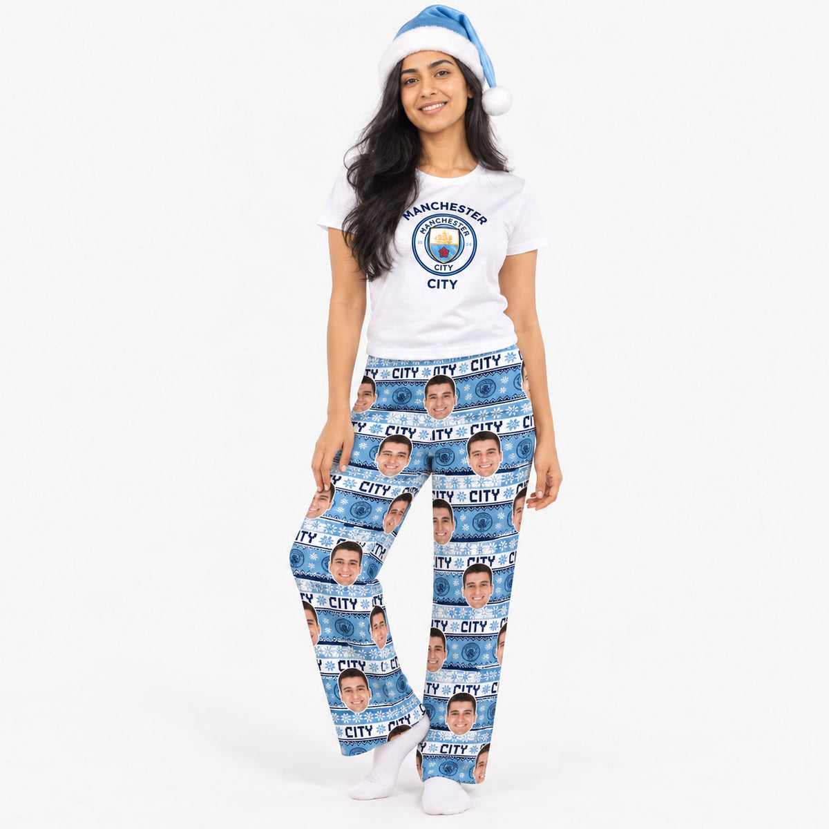 Christmas Man City Women's Personalised PJ Bottoms