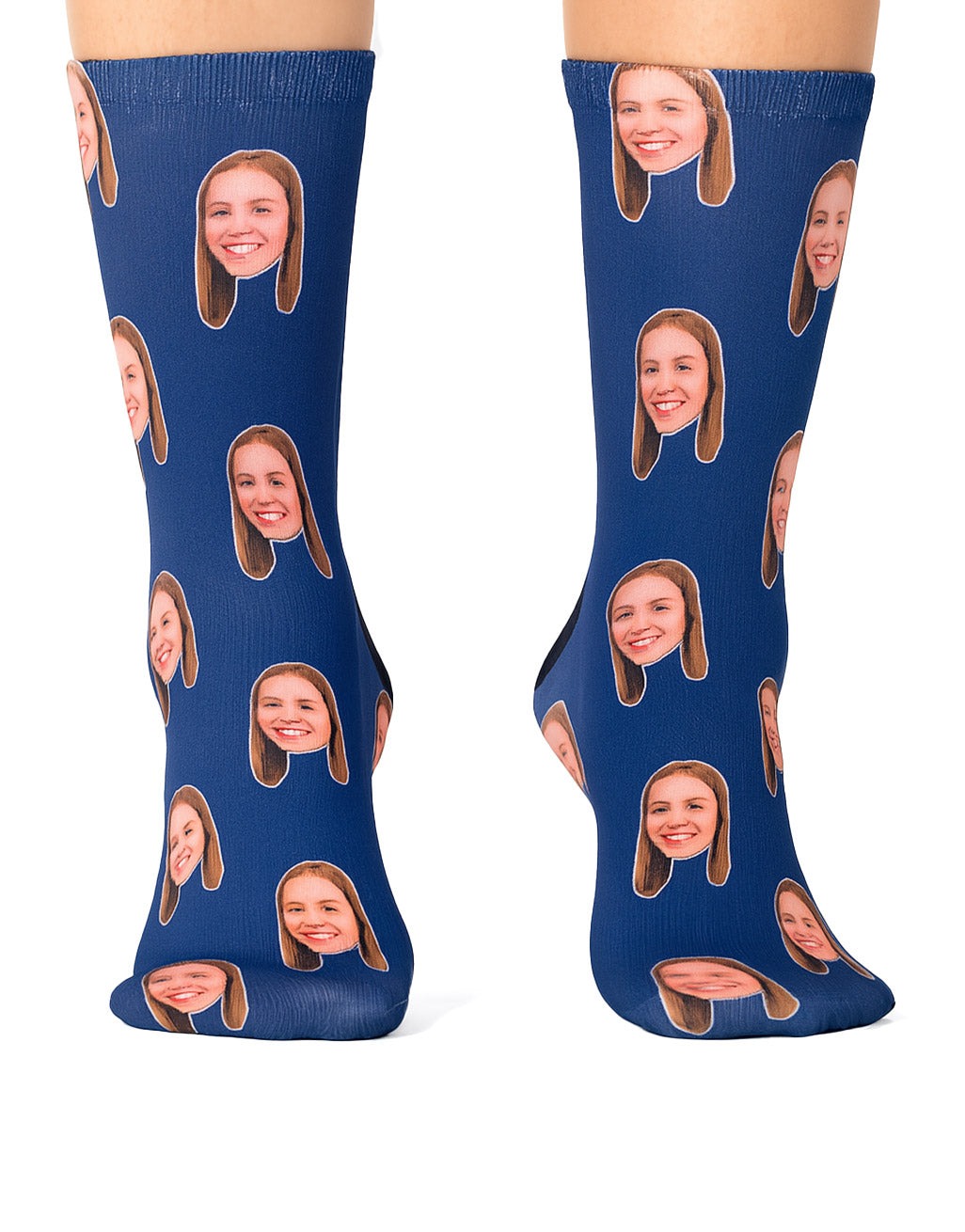 navy personalised face socks