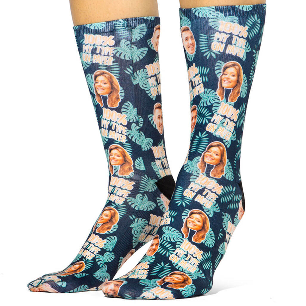 100% My Type on Paper Face Socks