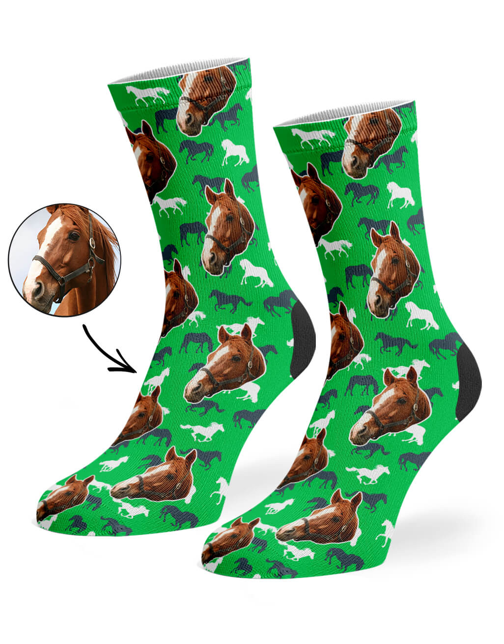 Green Horse Print Socks
