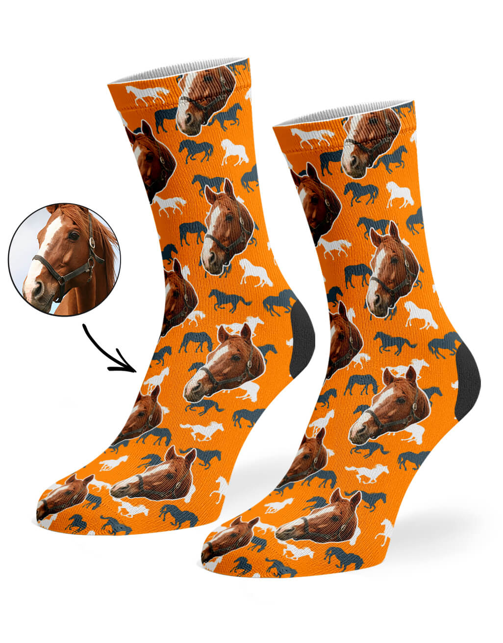 Horse Print Socks With Their Photo On