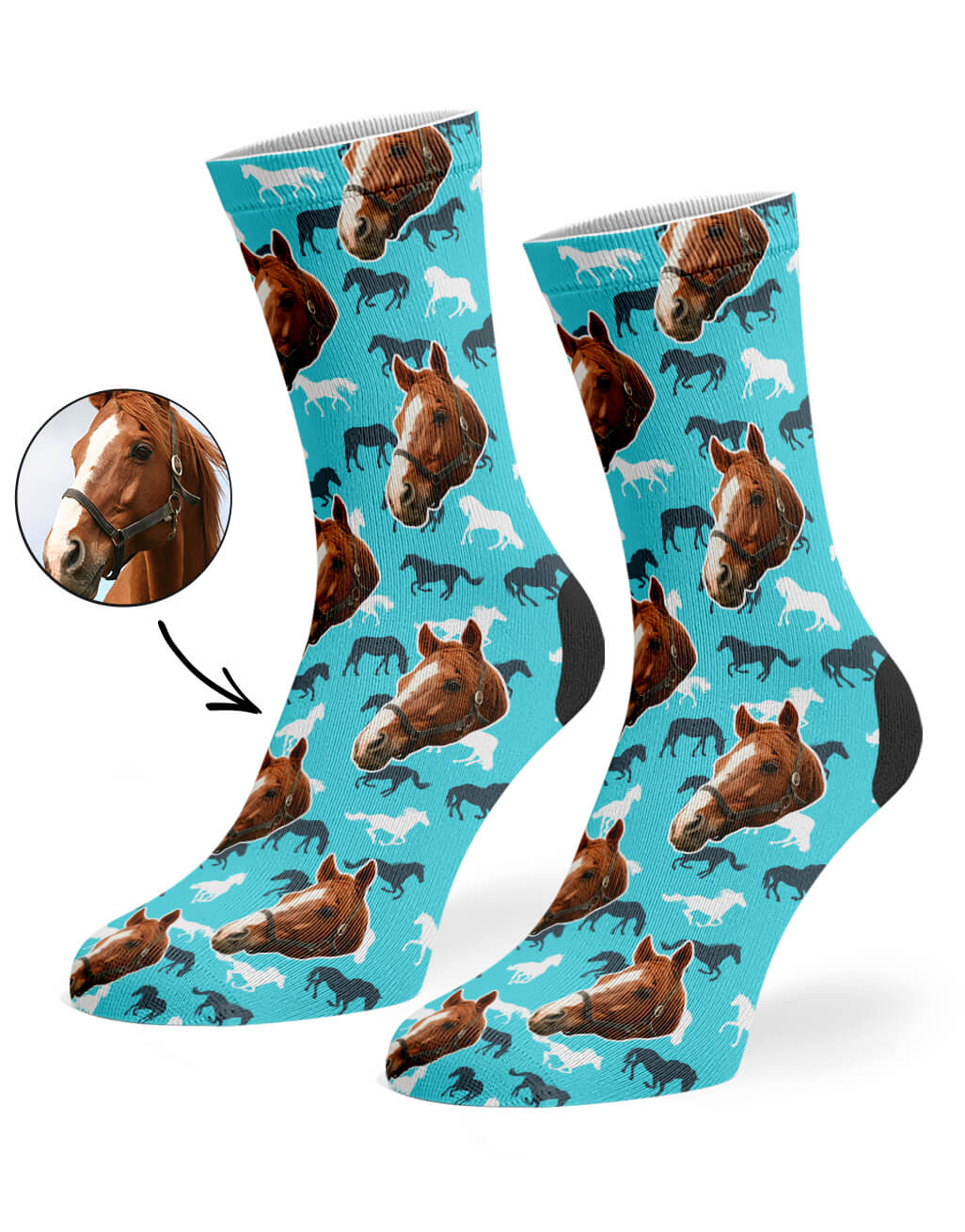 Turquoise Horse Print Socks