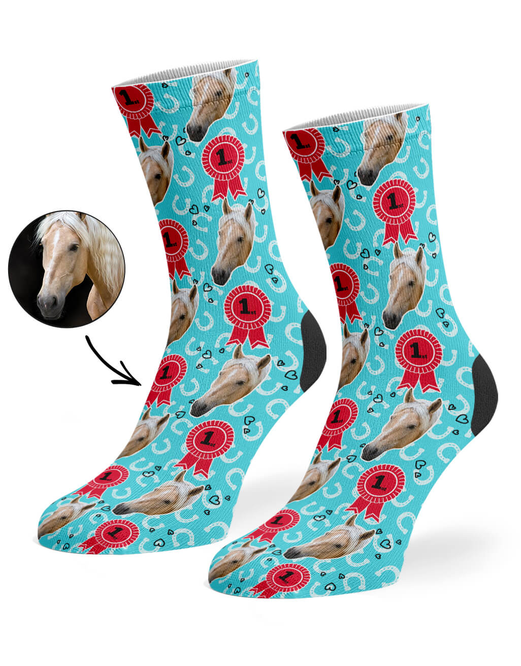 Turquoise Horse Rosette Socks