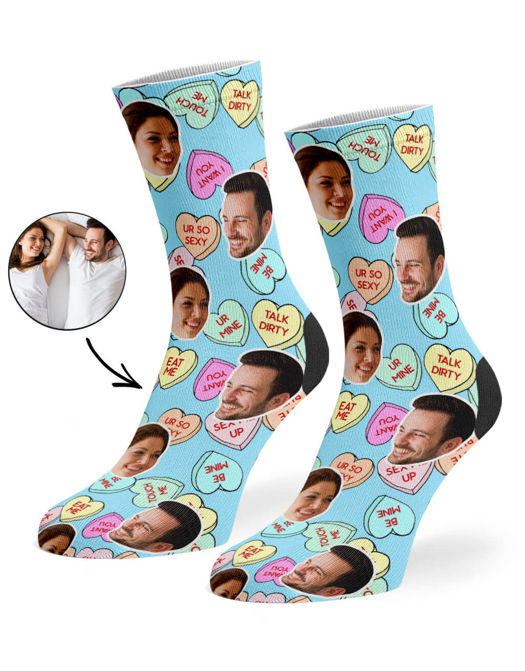 Naughty Love Hearts Photo Socks