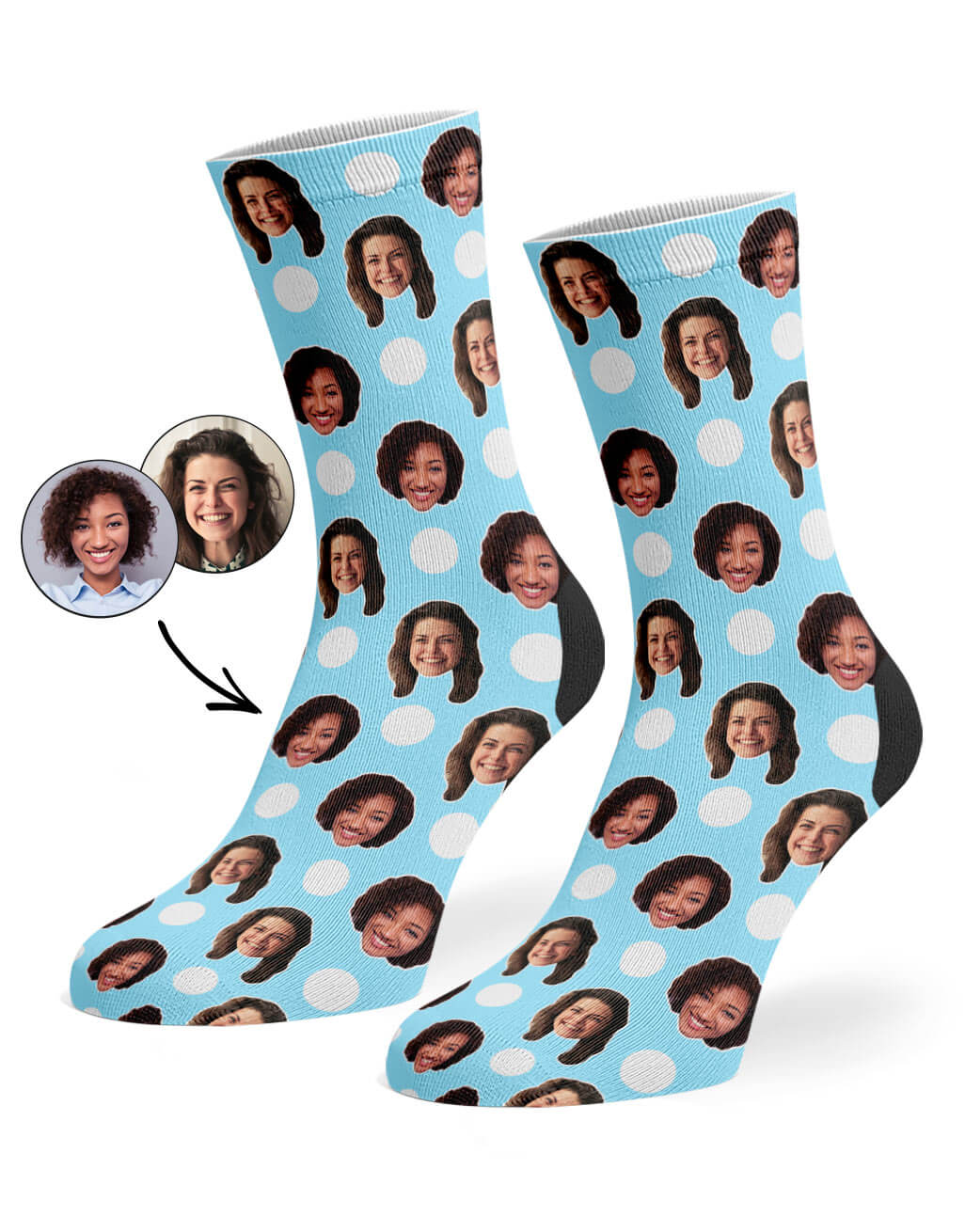 Best Friend Polka Face Photo Socks