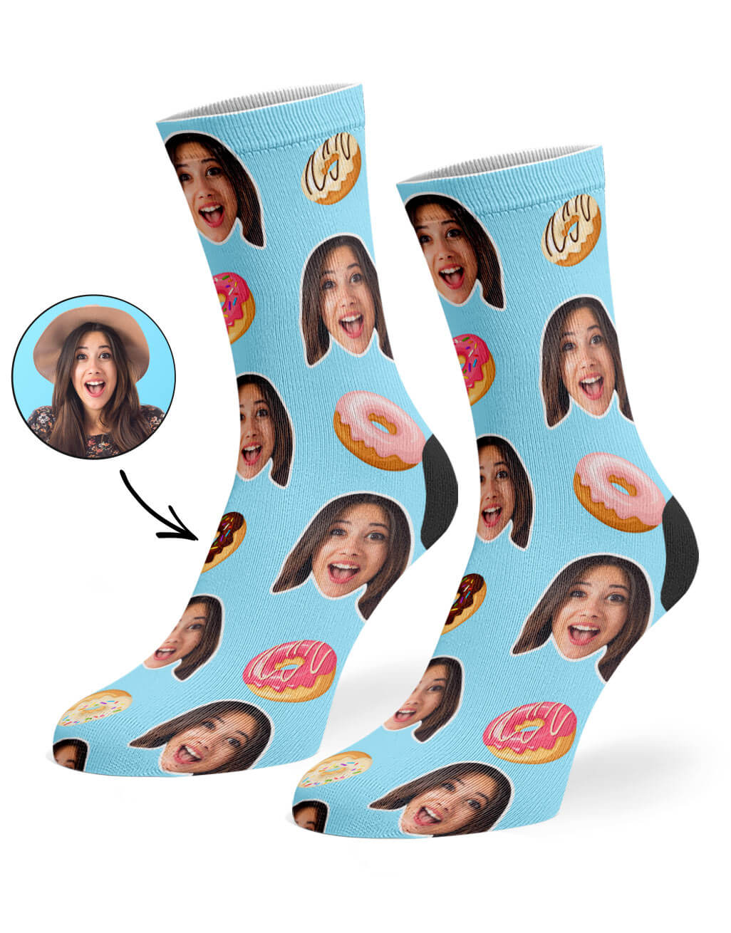 Custom Donut Face Socks
