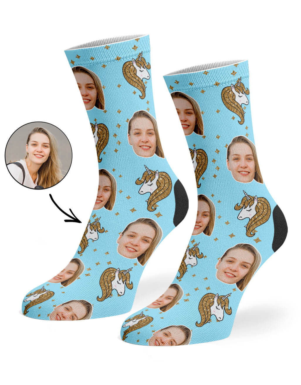 Glitter Unicorn Photo Socks