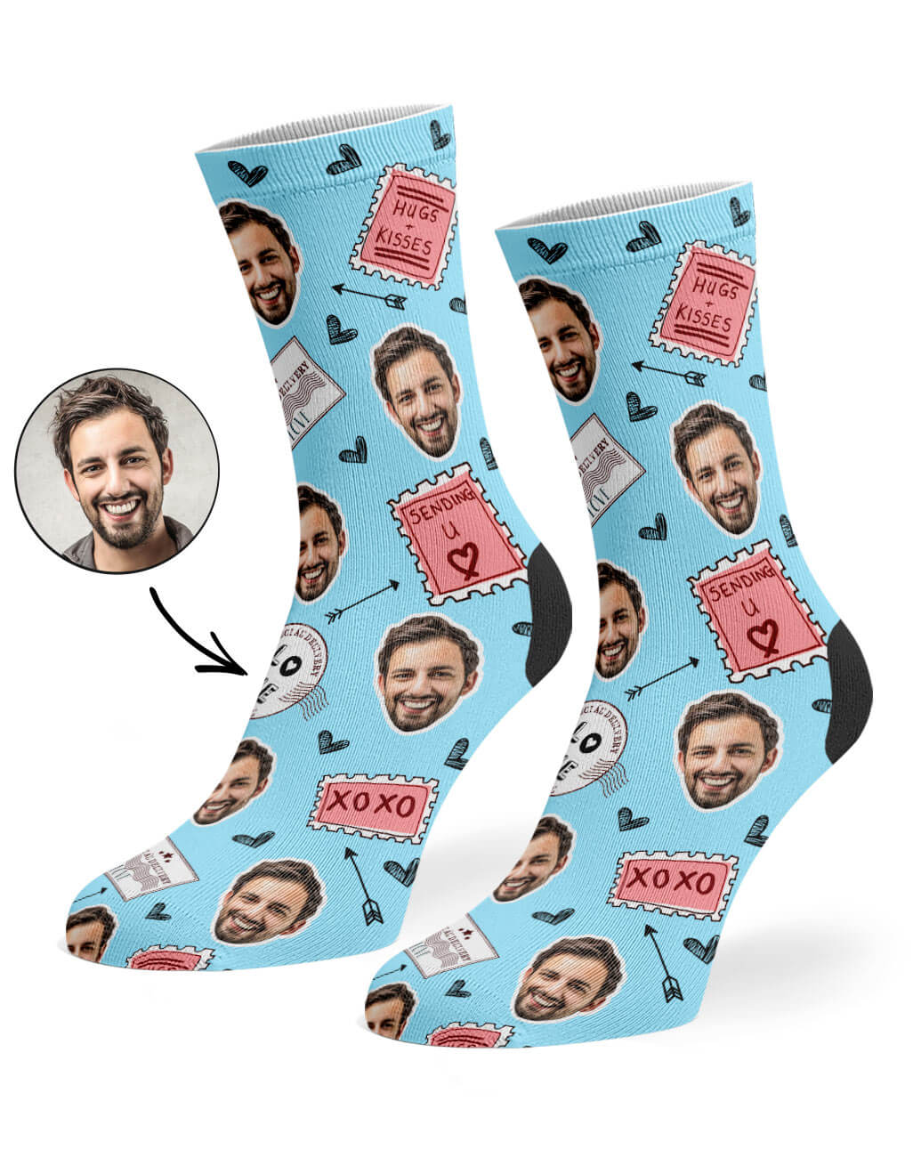 Your Photo On Love Stamp Face Socks