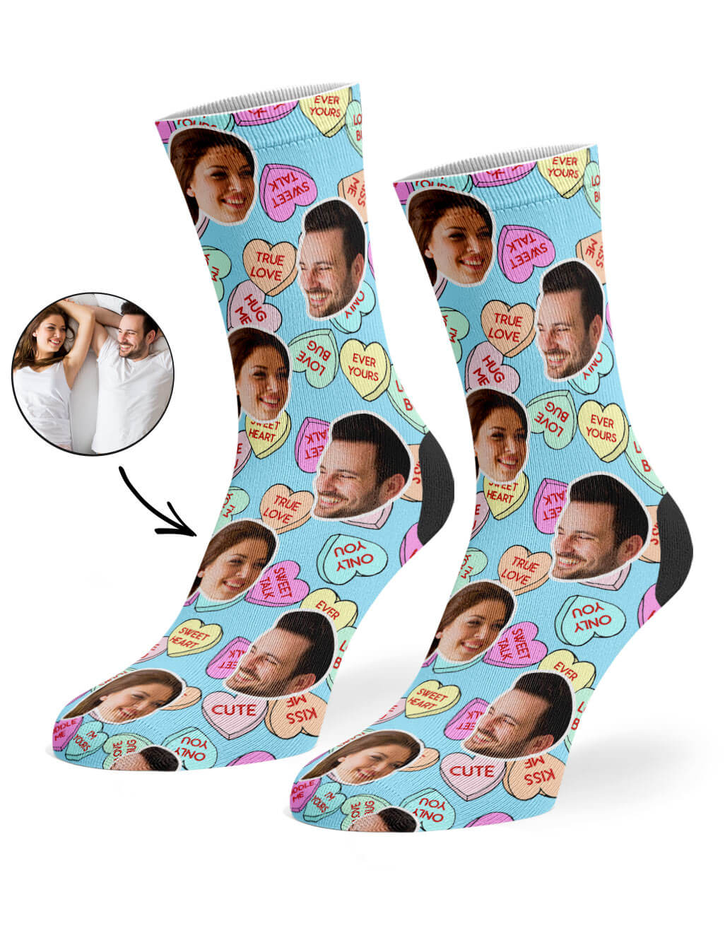Custom Photo Nice Love Hearts Socks