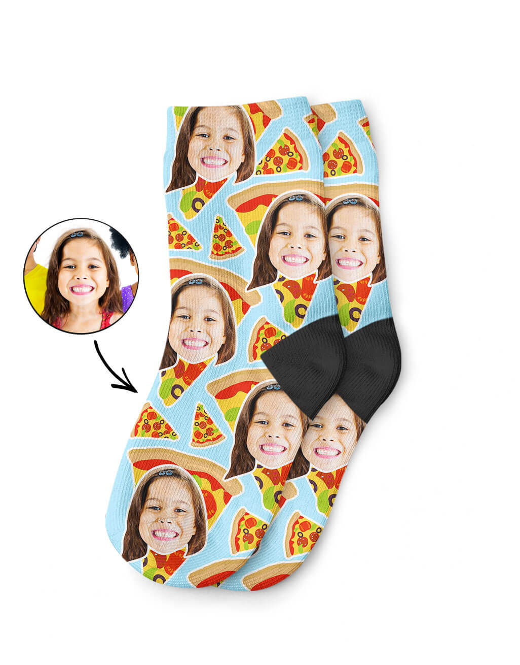 Personalised Pizza My Face Kids Socks