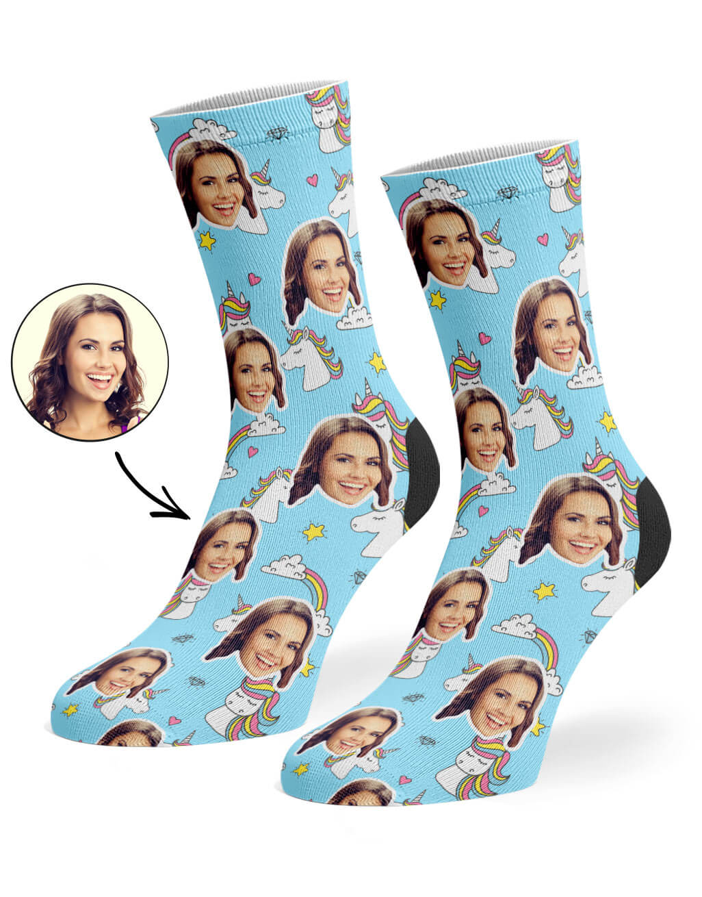 Rainbow Unicorn Socks With Face On