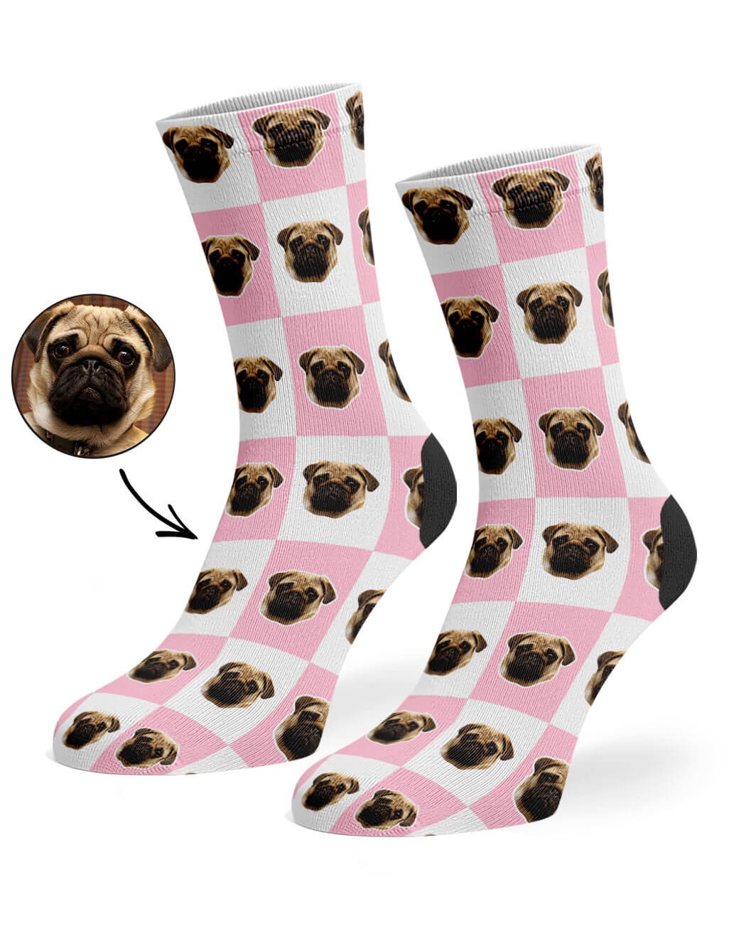 Chequered Dog Socks With Your Face On