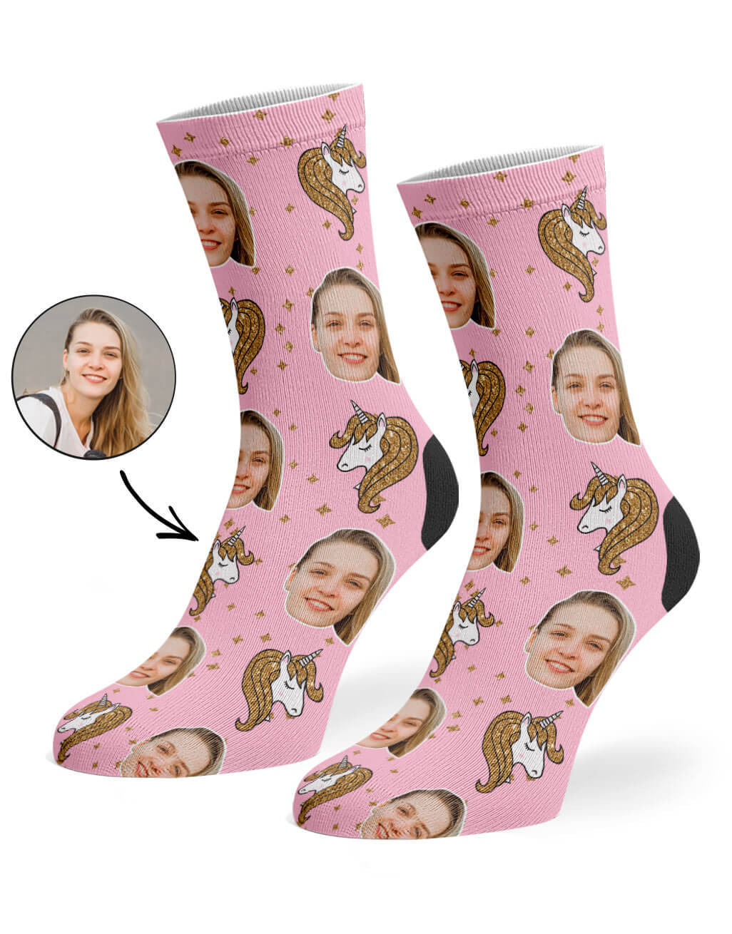 Glitter Unicorn Socks With Your Face On