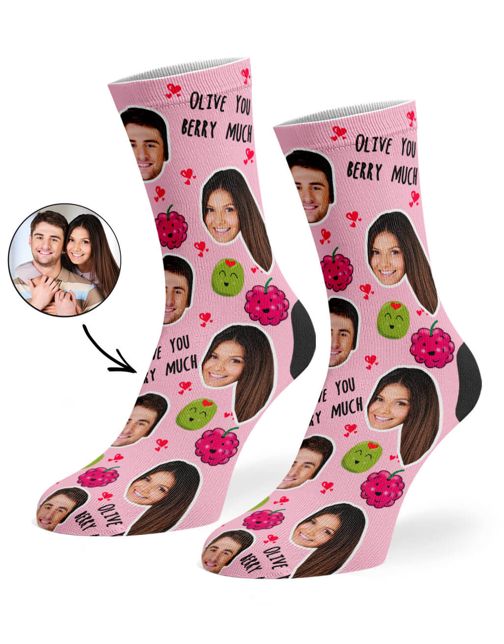 Custom Photo Olive You Berry Much Socks
