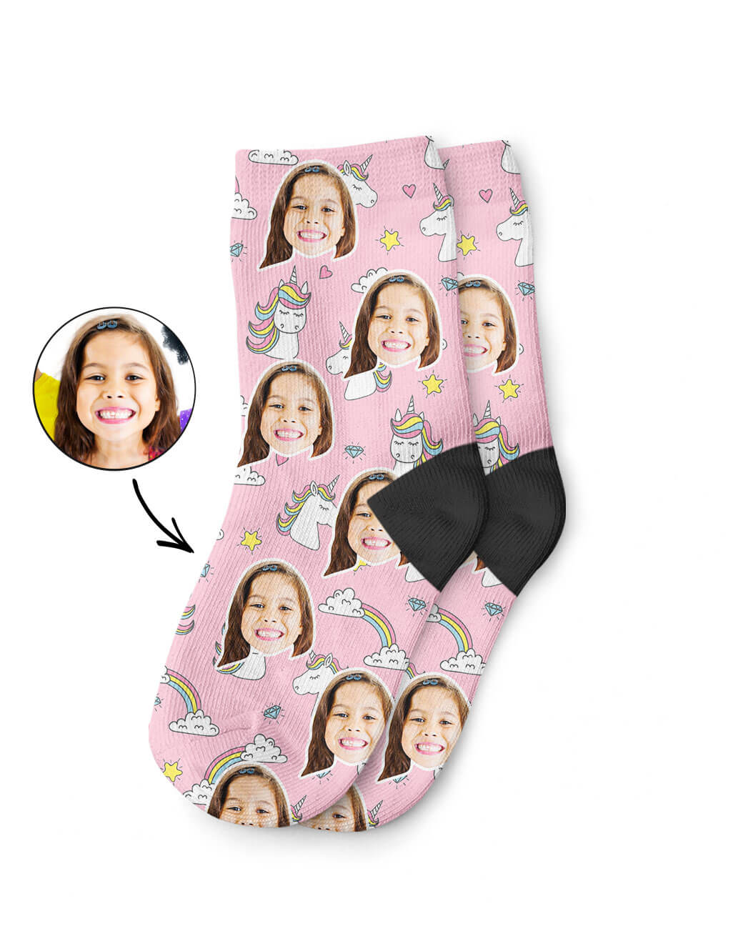 Unicorn Rainbow Kids Personalised Socks