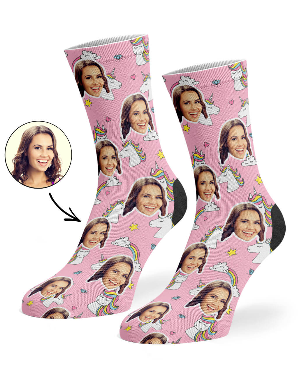 Rainbow Unicorn Socks With Photo On