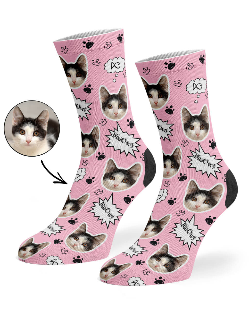Baby Pink My Cat Meow Socks