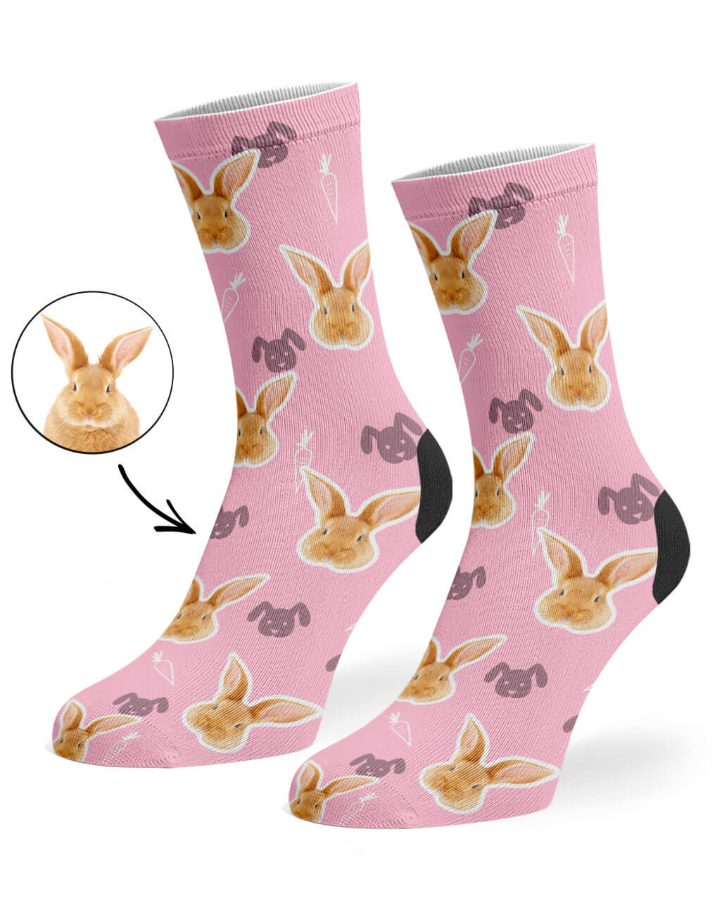 Baby Pink Rabbit on Socks