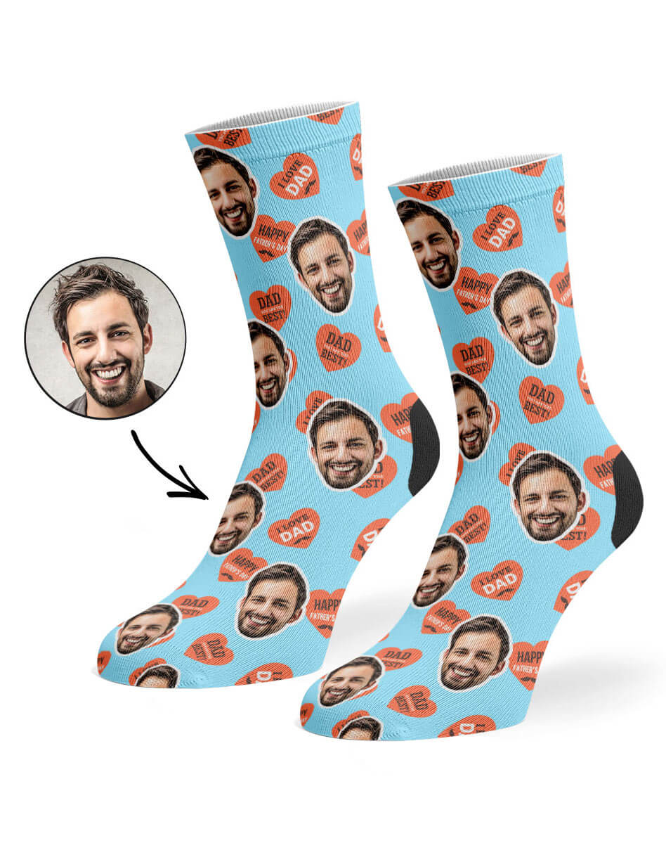 Dad Love Hearts Photo Socks
