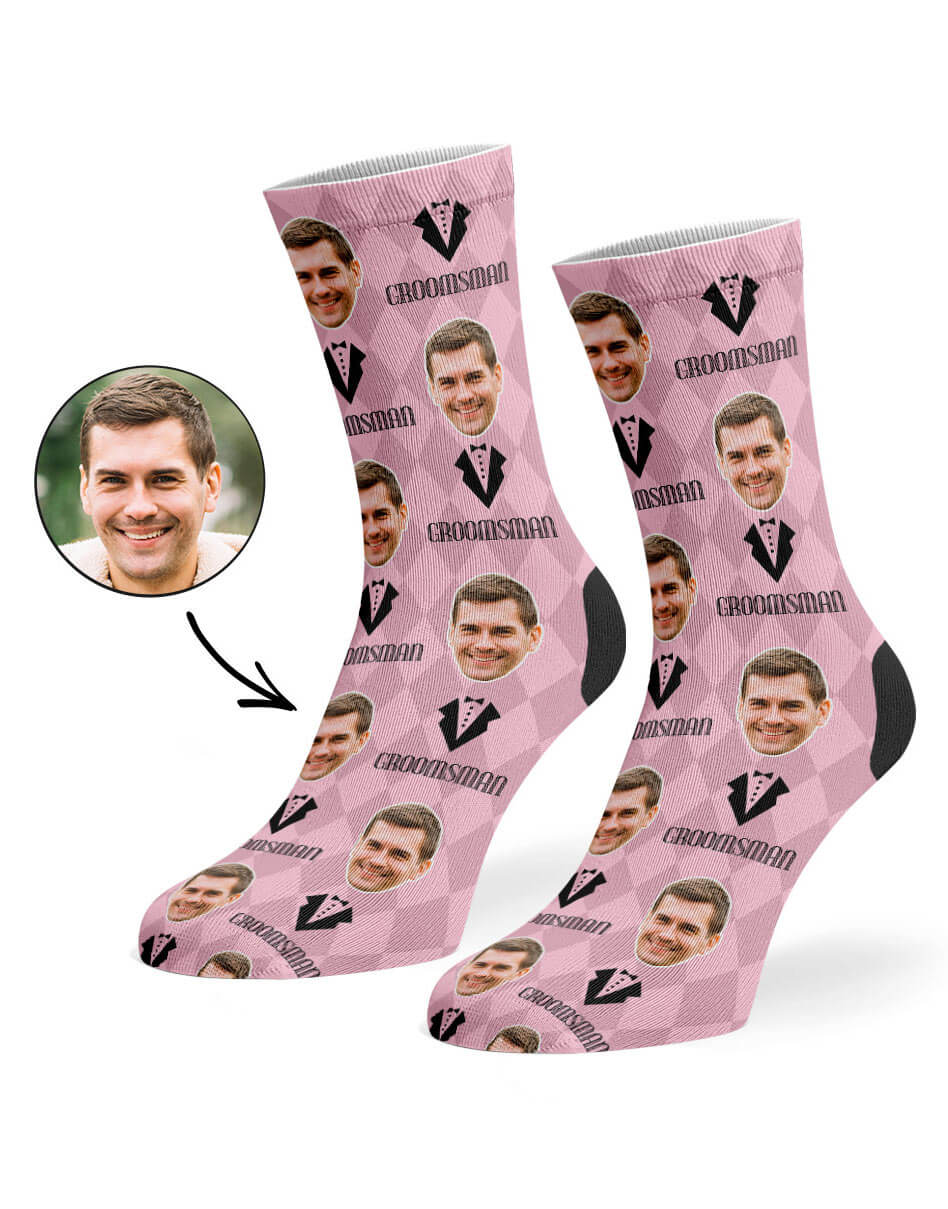 Custom Pink Groomsman Socks
