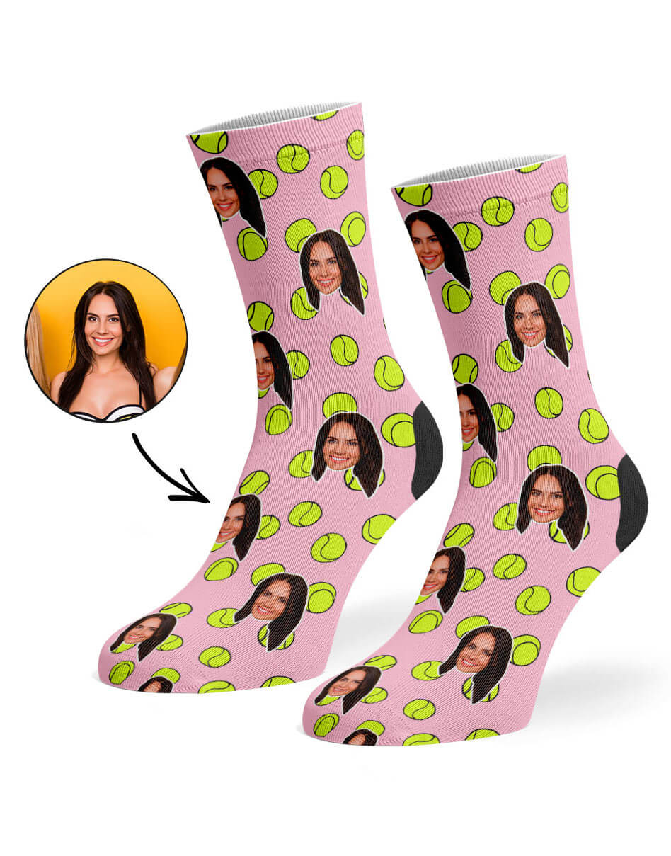 Baby Pink Tennis Balls Face Socks