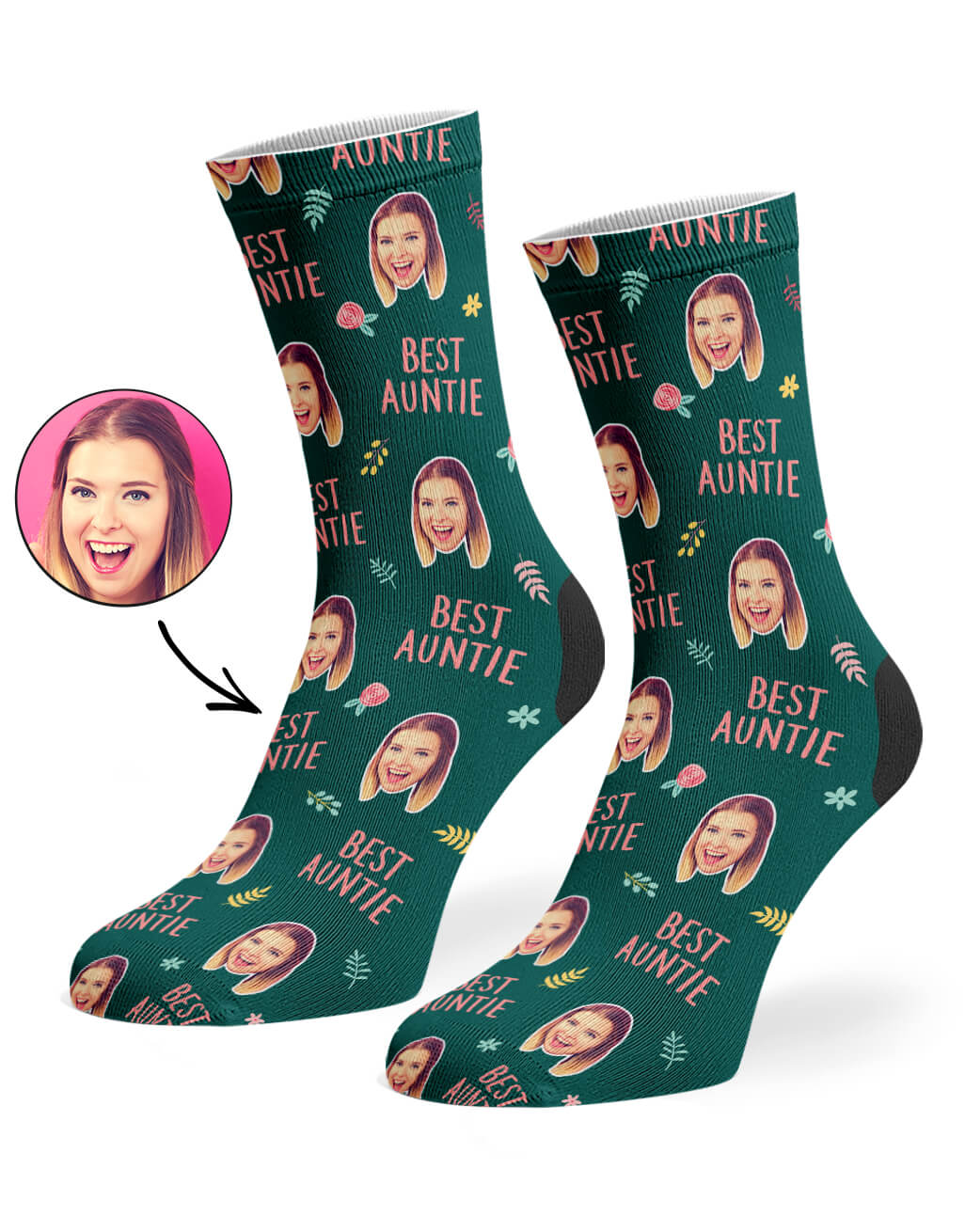 Green Best Auntie Socks