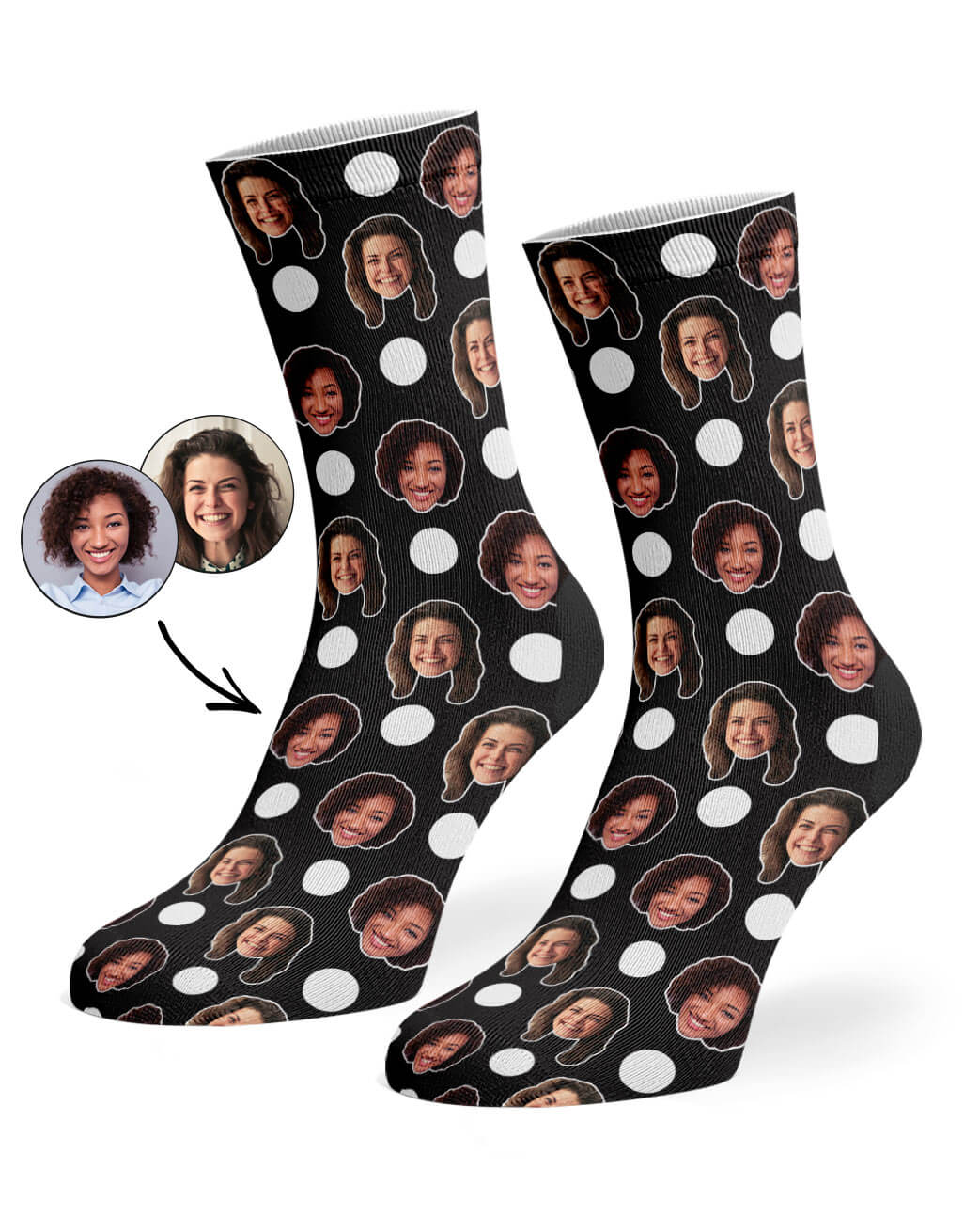 Personalised Best Friend Polka Face Photo Socks