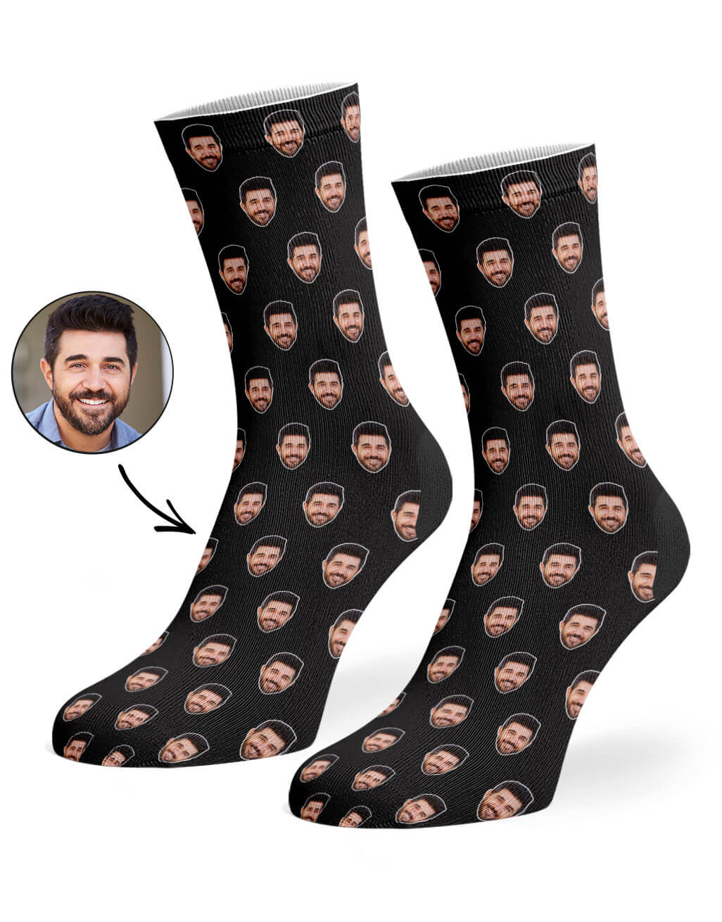Face Pattern Black Socks
