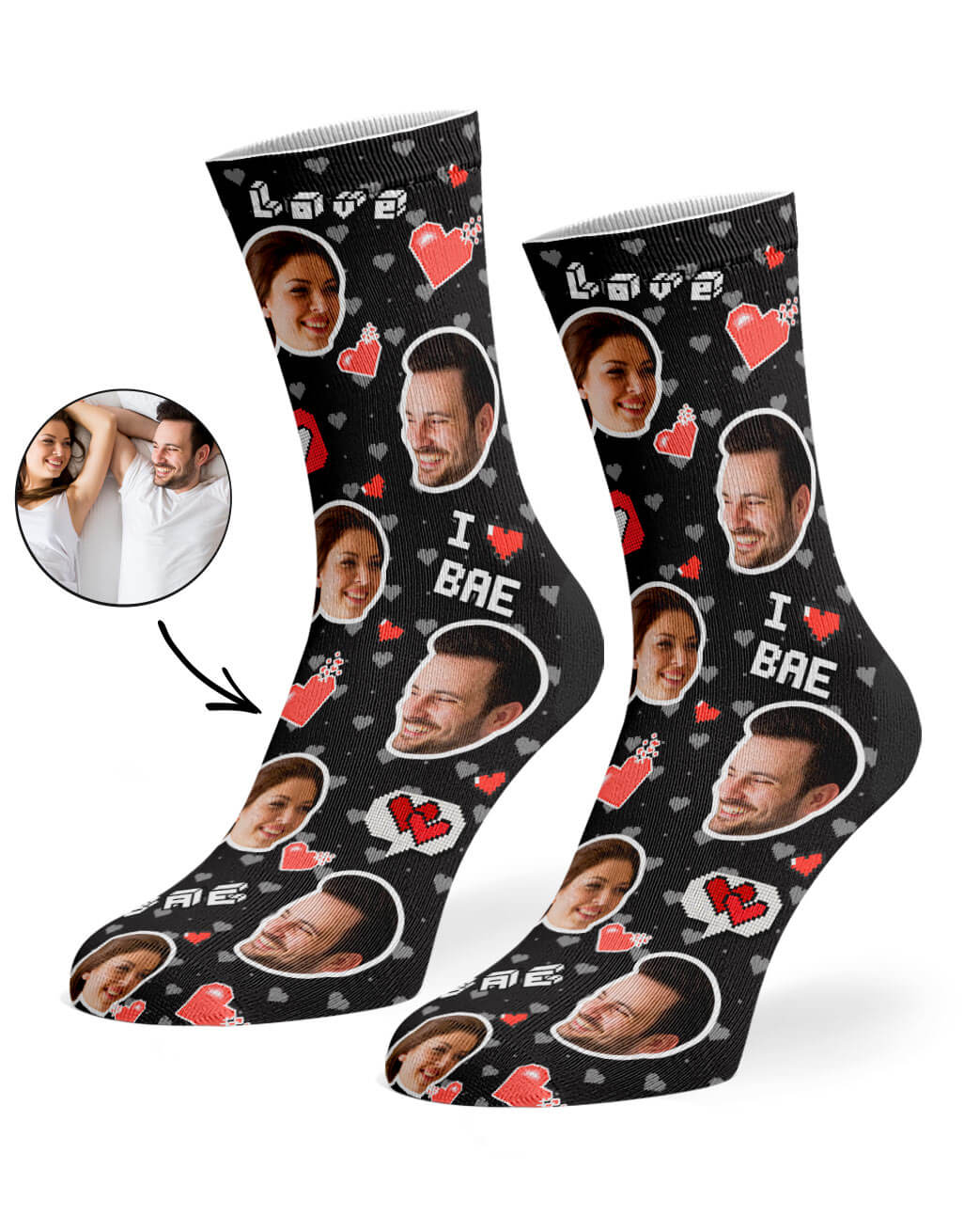I Love Bae Socks With Photo On