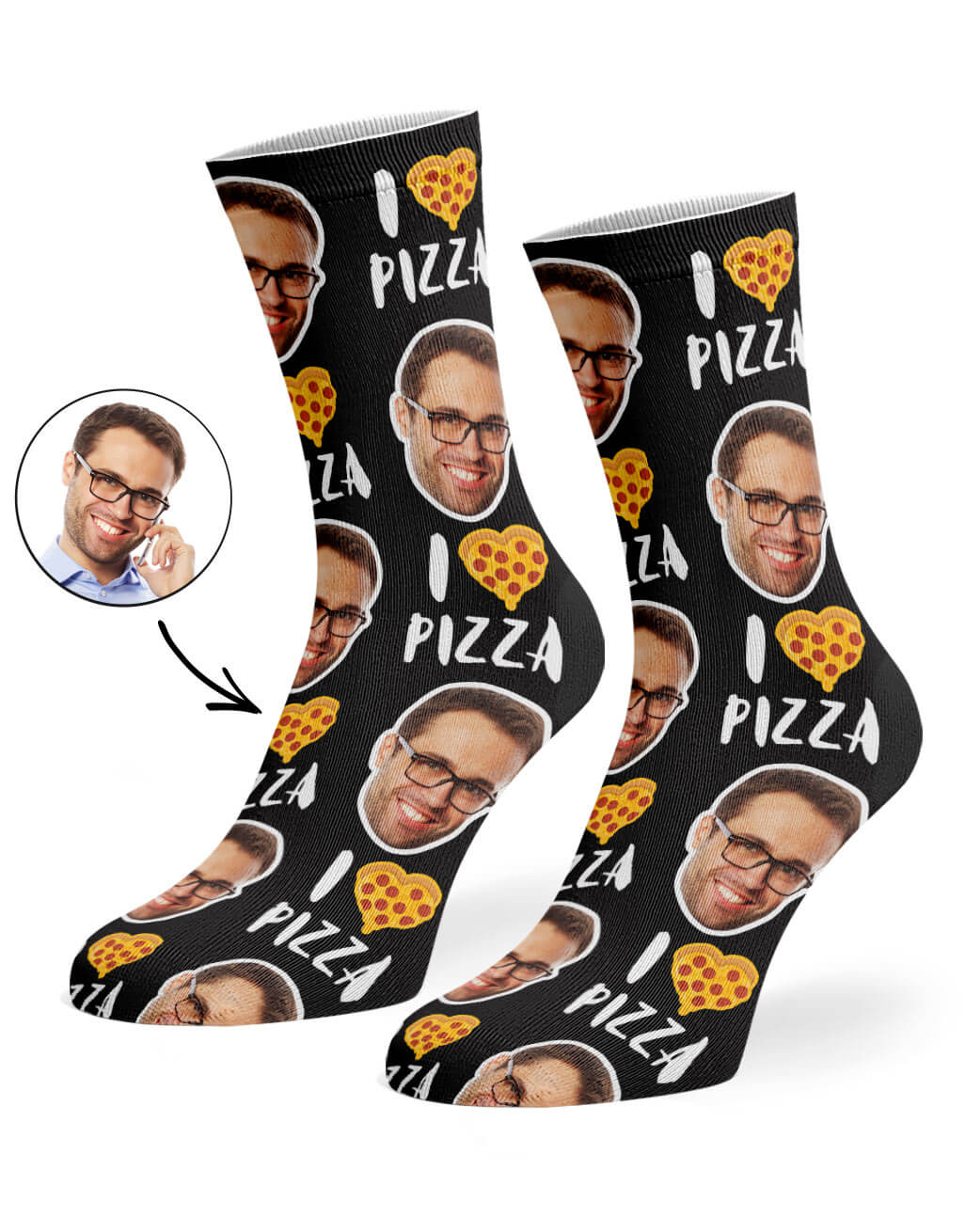 I Love Pizza Photo Socks