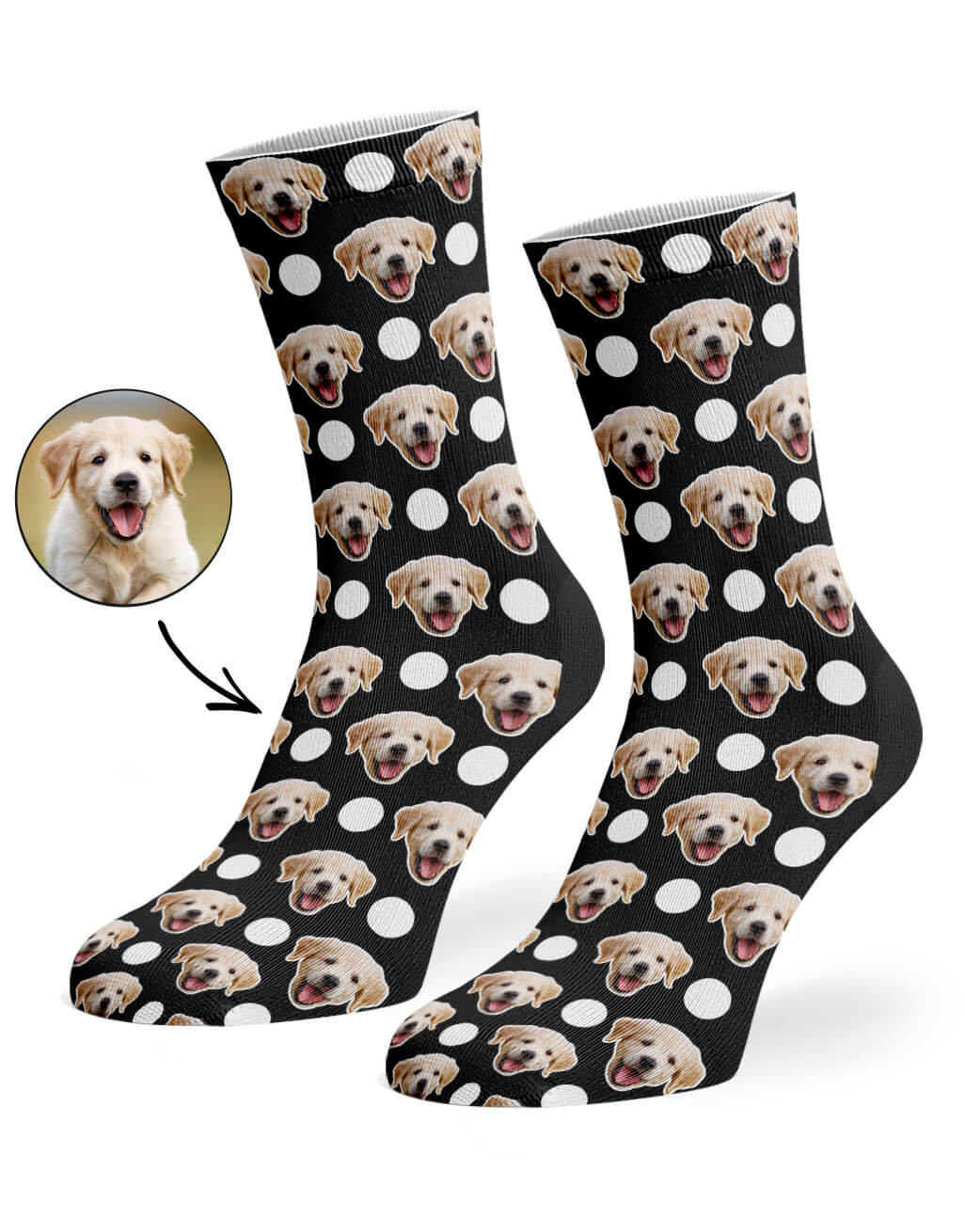 Polka Dog Black Socks