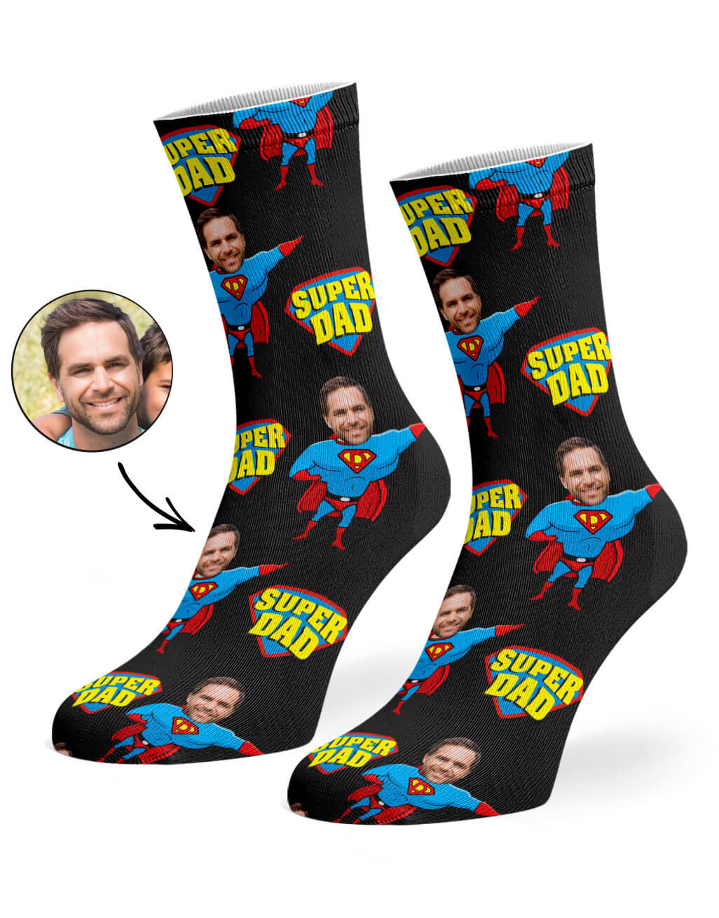 Super Hero Dad Photo Socks