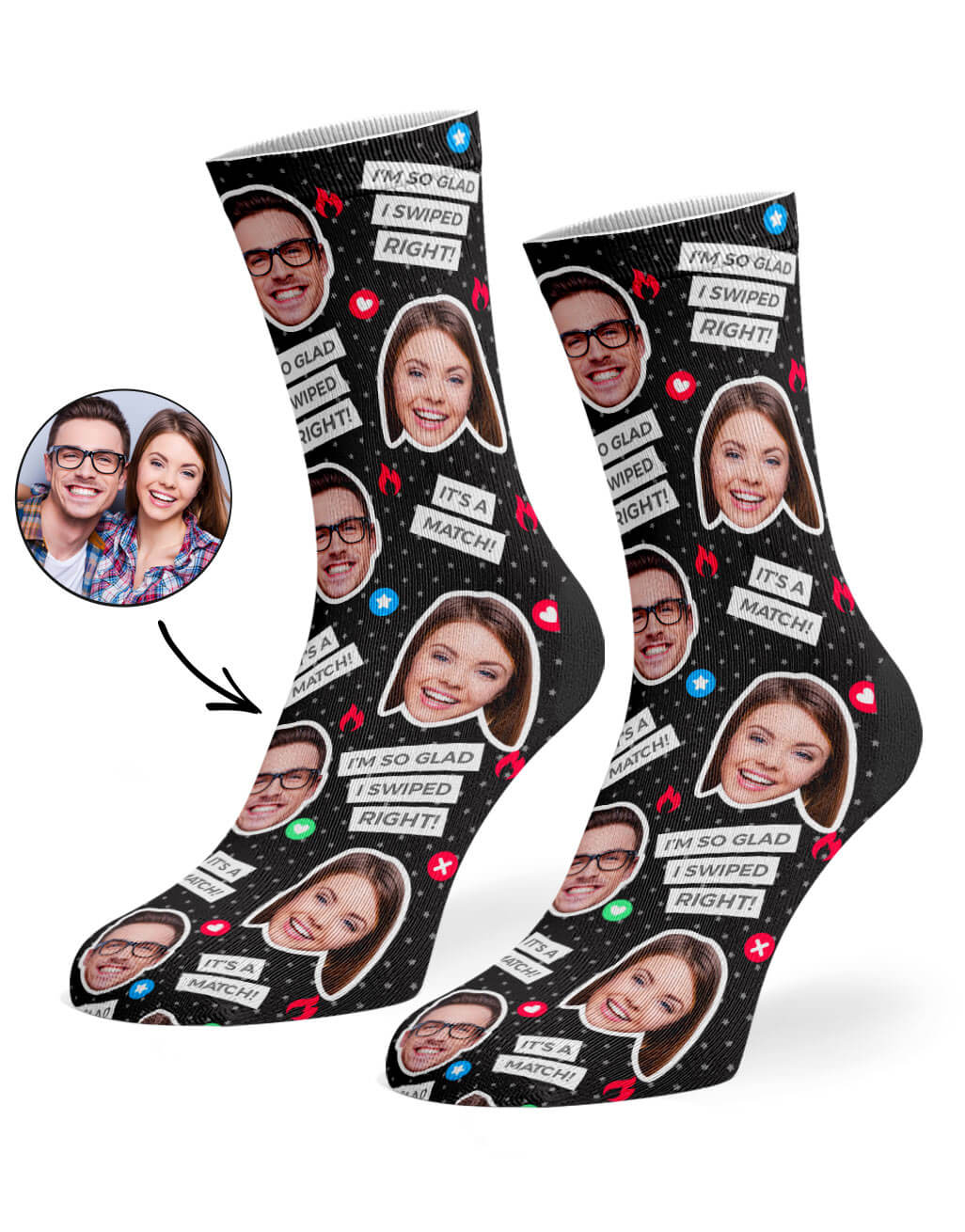 Tinder Socks With Face On