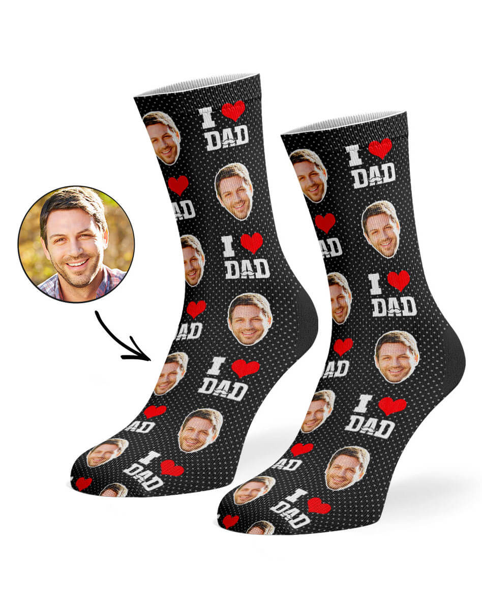 I Love Dad Socks With Custom Photo