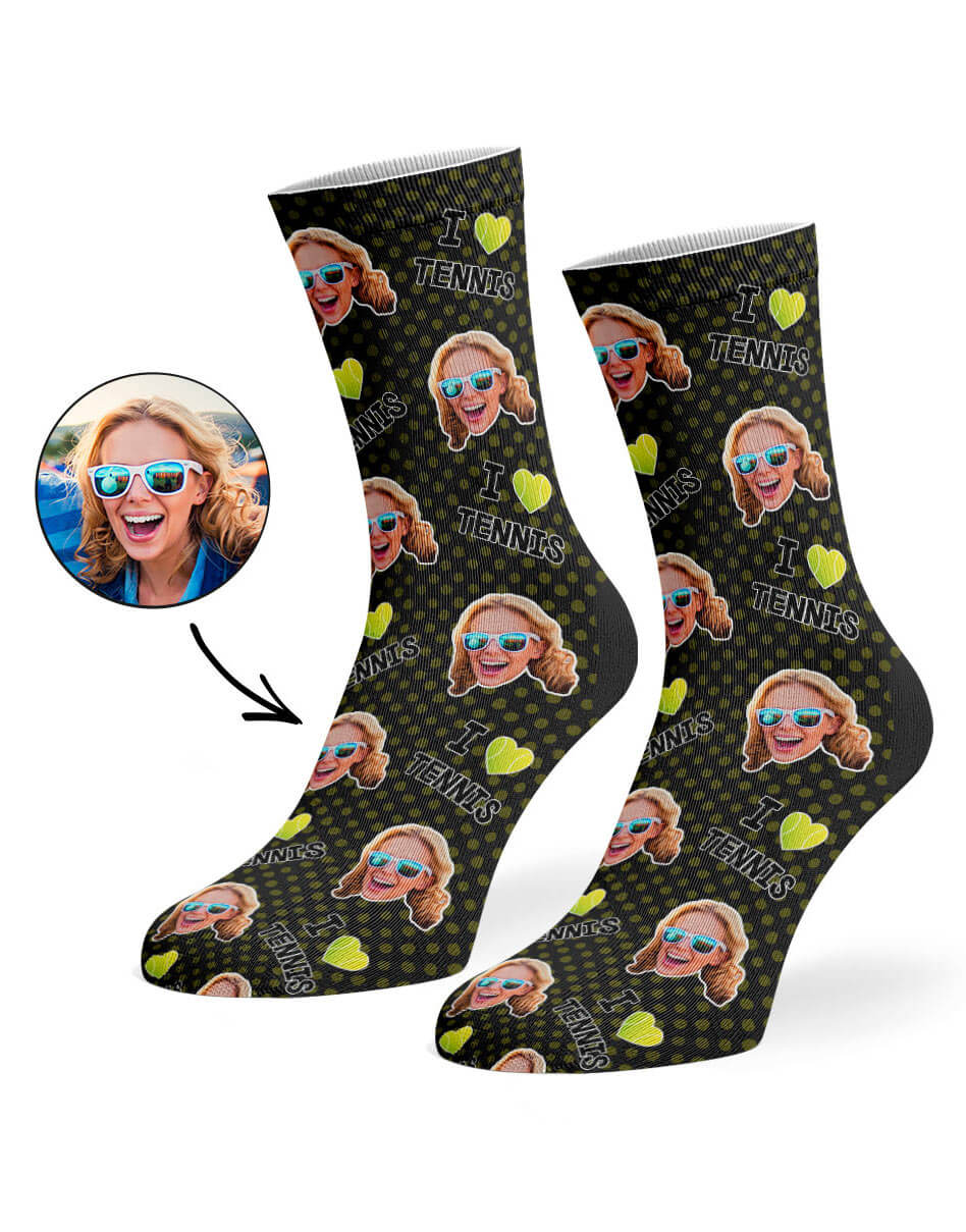 I Love Tennis Face Socks