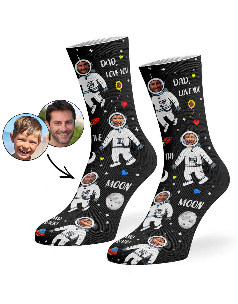 Personalised Moon & Back Dad Socks
