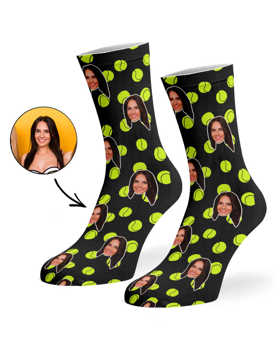 Black Tennis Balls Face Socks