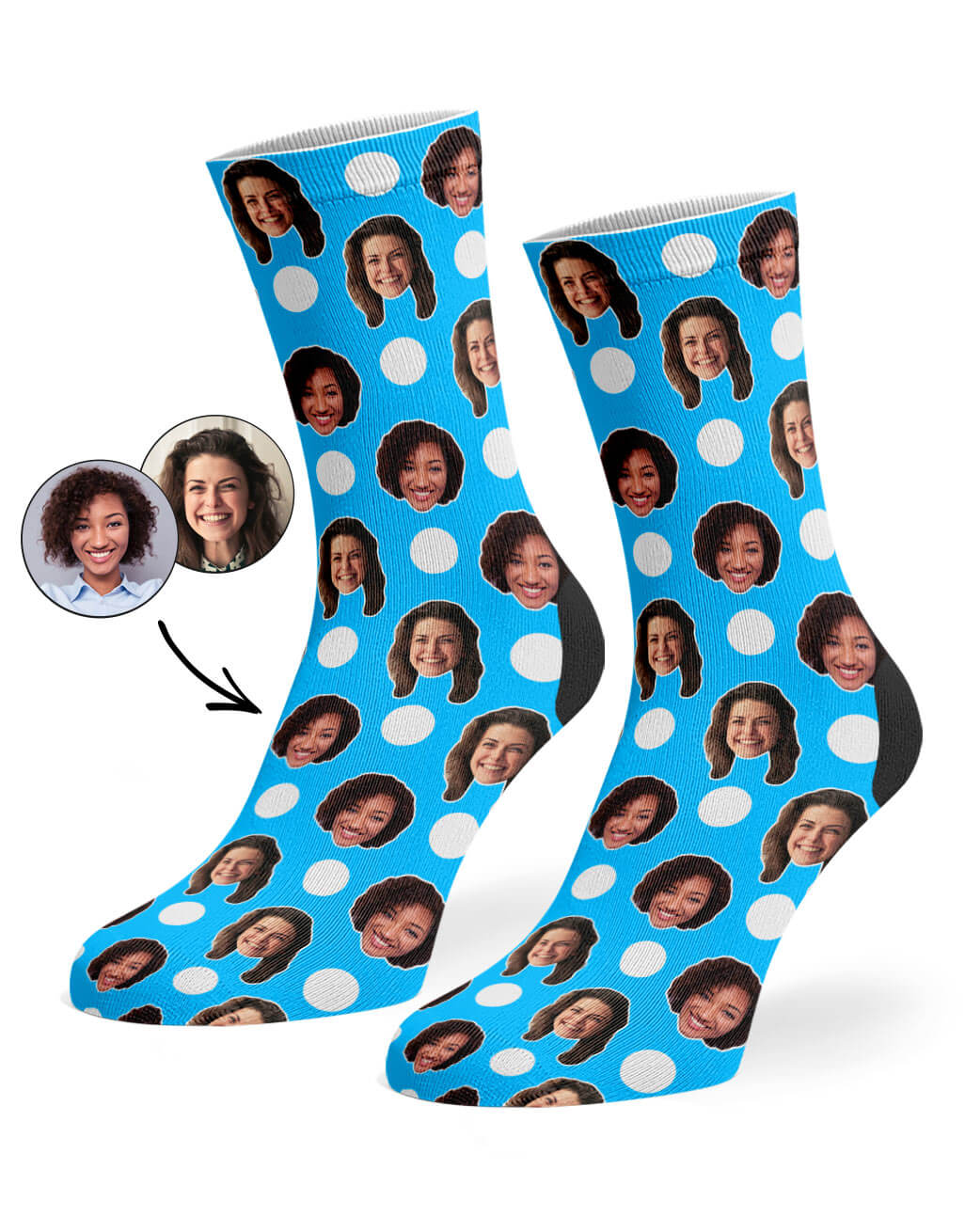 Blue Best Friend Polka Face Socks
