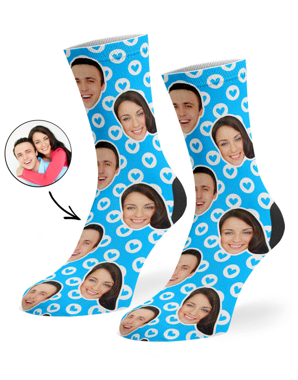 Custom Photo Circle Hearts Socks