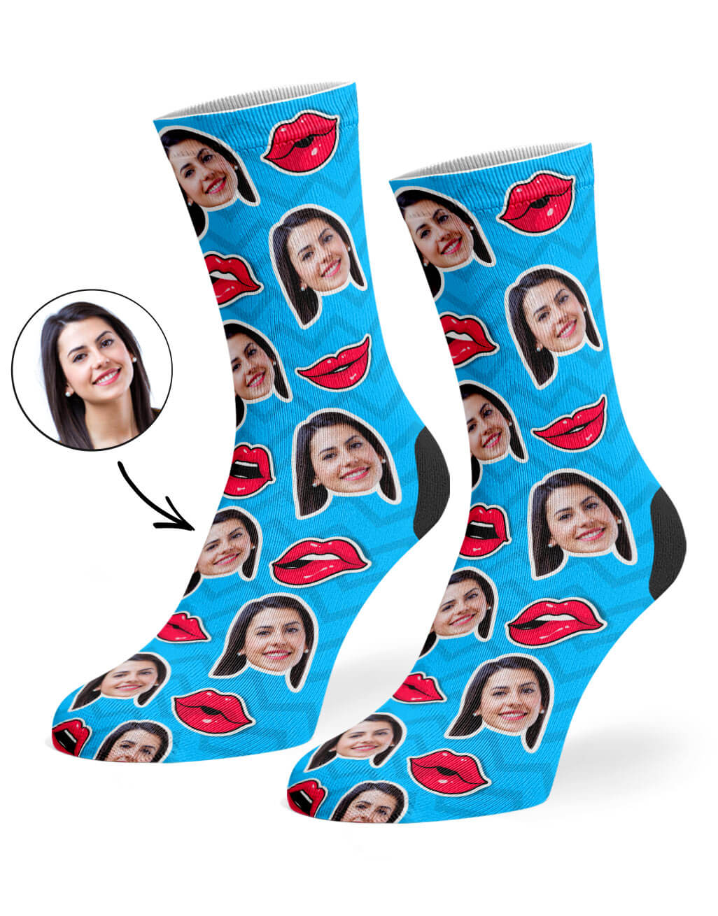 Comic Lips Socks With Your Photo On