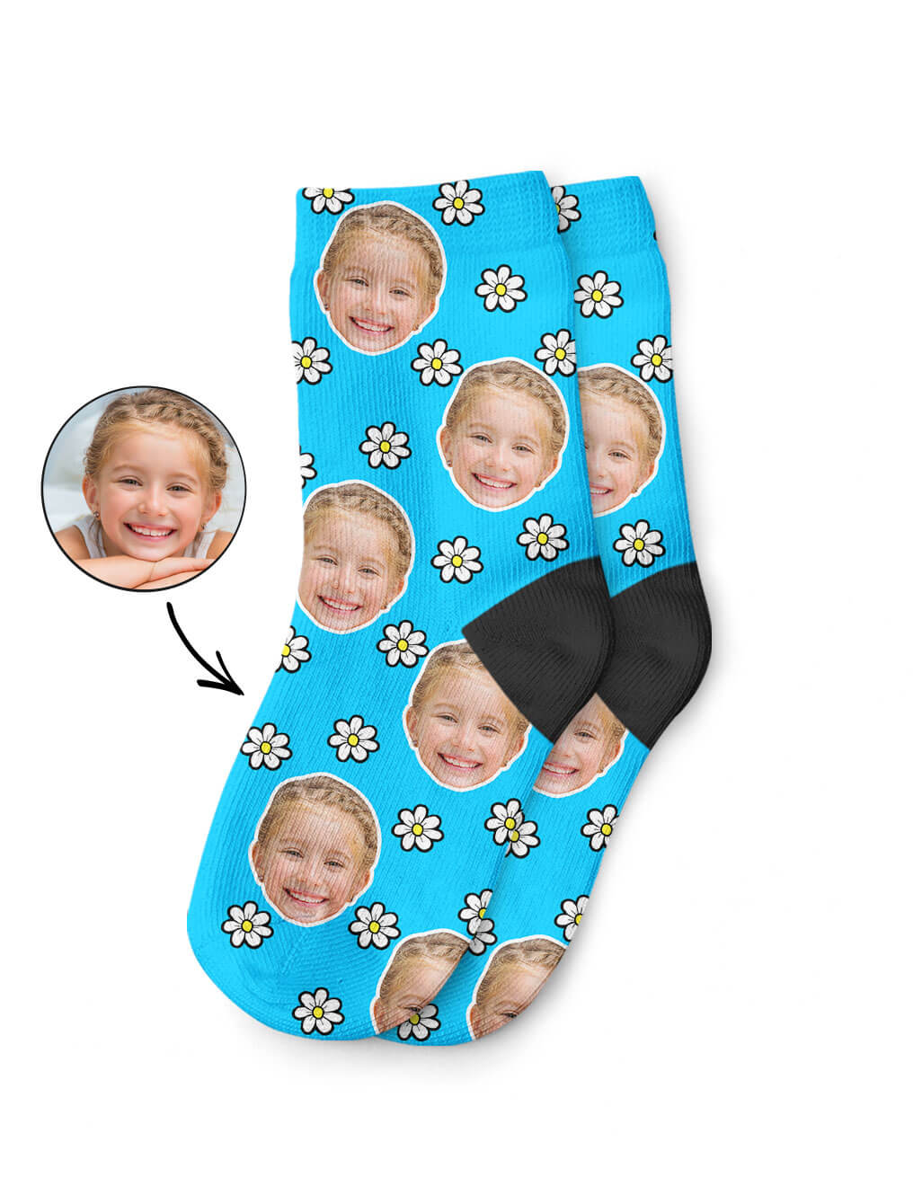 Personalised Daisy Face Kids Socks