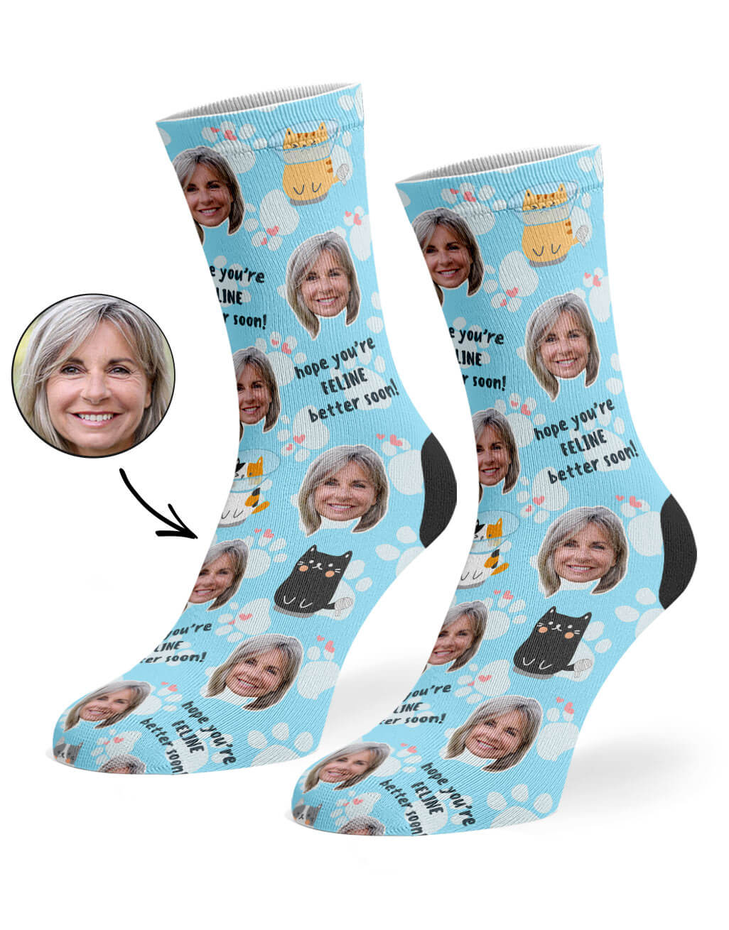 Feline Better Soon Photo Socks