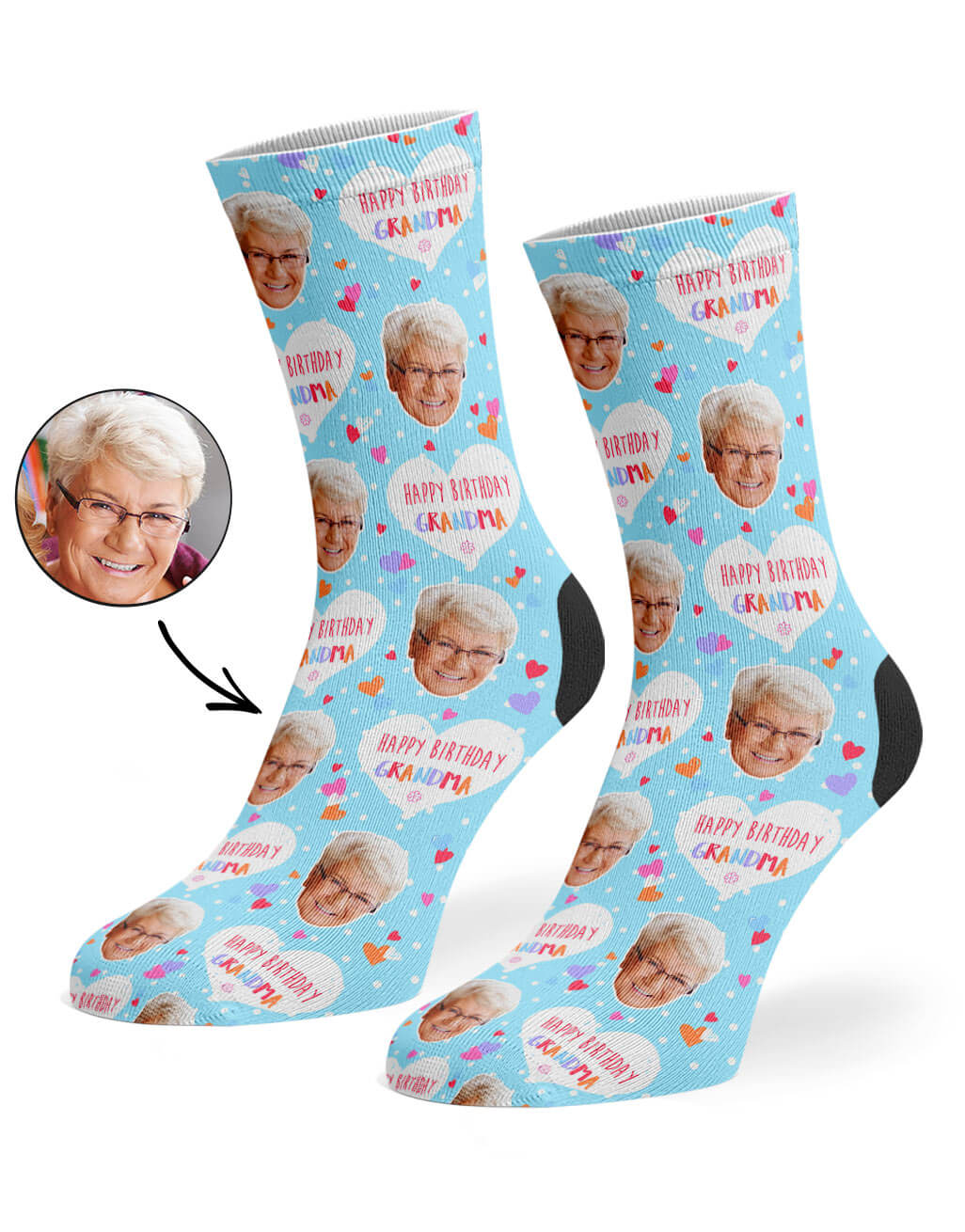 Happy Birthday Grandma Photo Socks