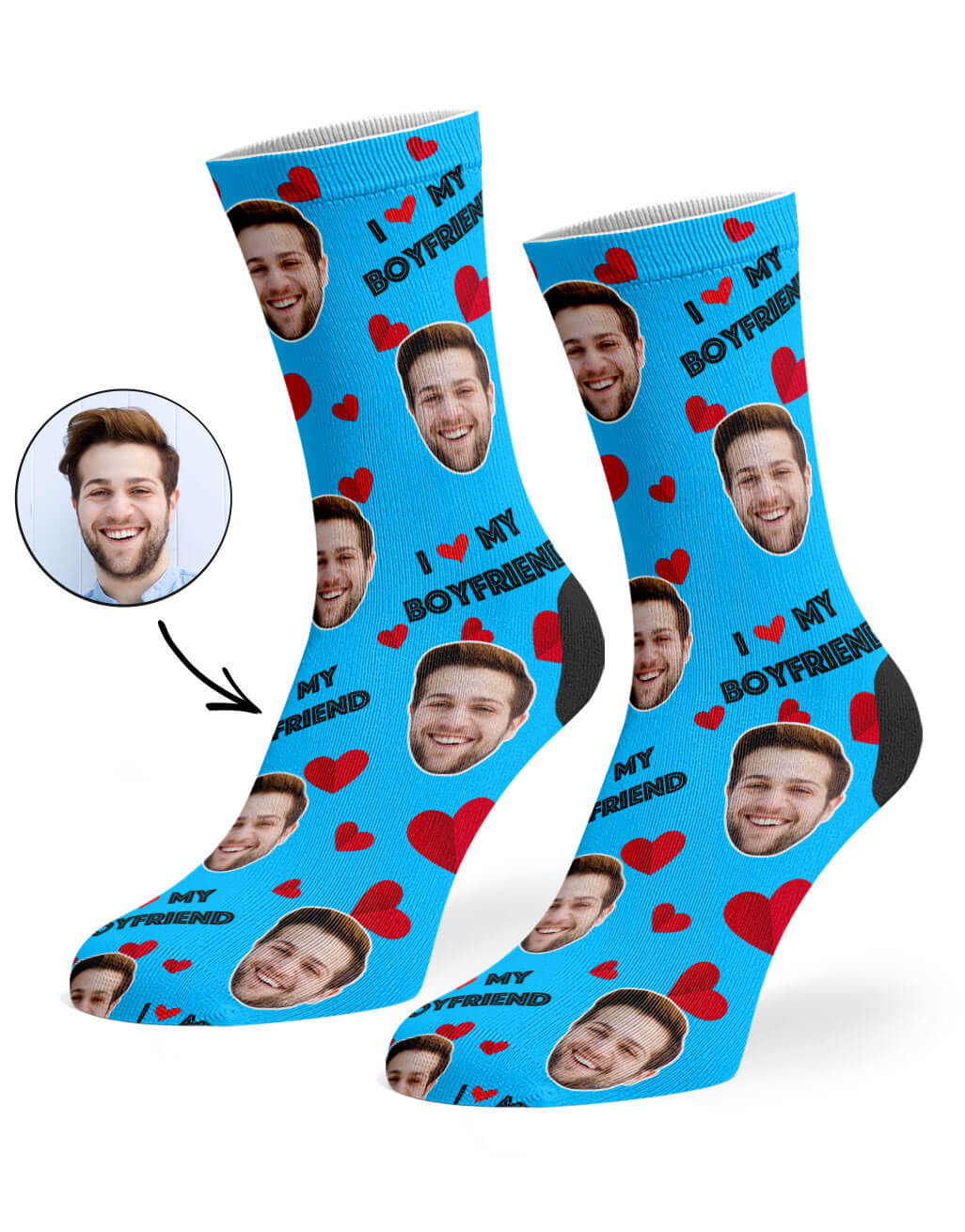I Love My Boyfriend Custom Photo Socks
