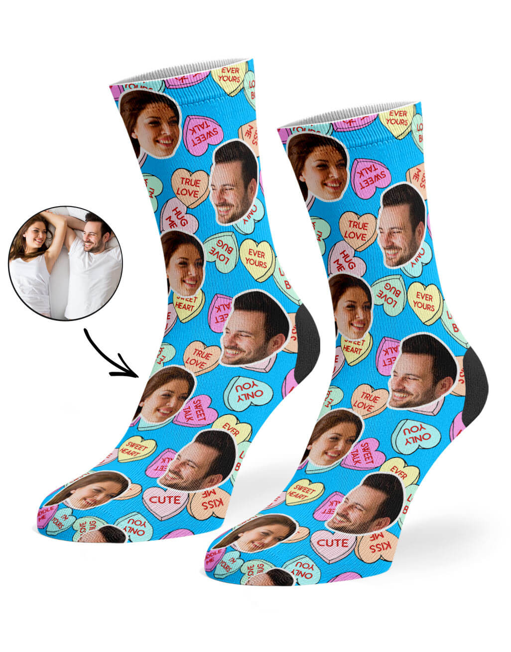 Your Photo On Nice Love Hearts Socks