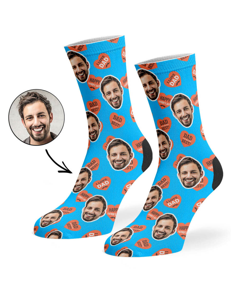 Dad Love Hearts Face Socks